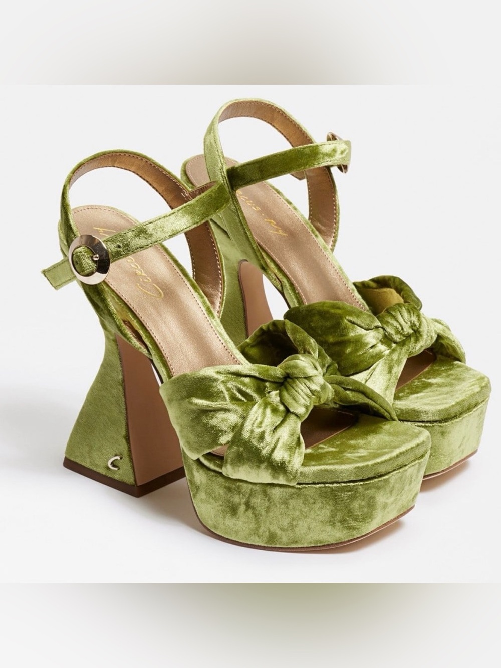 NWOT Jeffrey Campbell Olive Green Velvet Platform Heeled Sandals